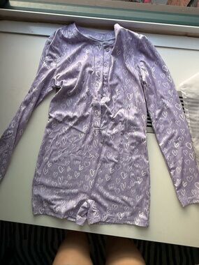 Lavender Heart Print home overall – Cute & Soft